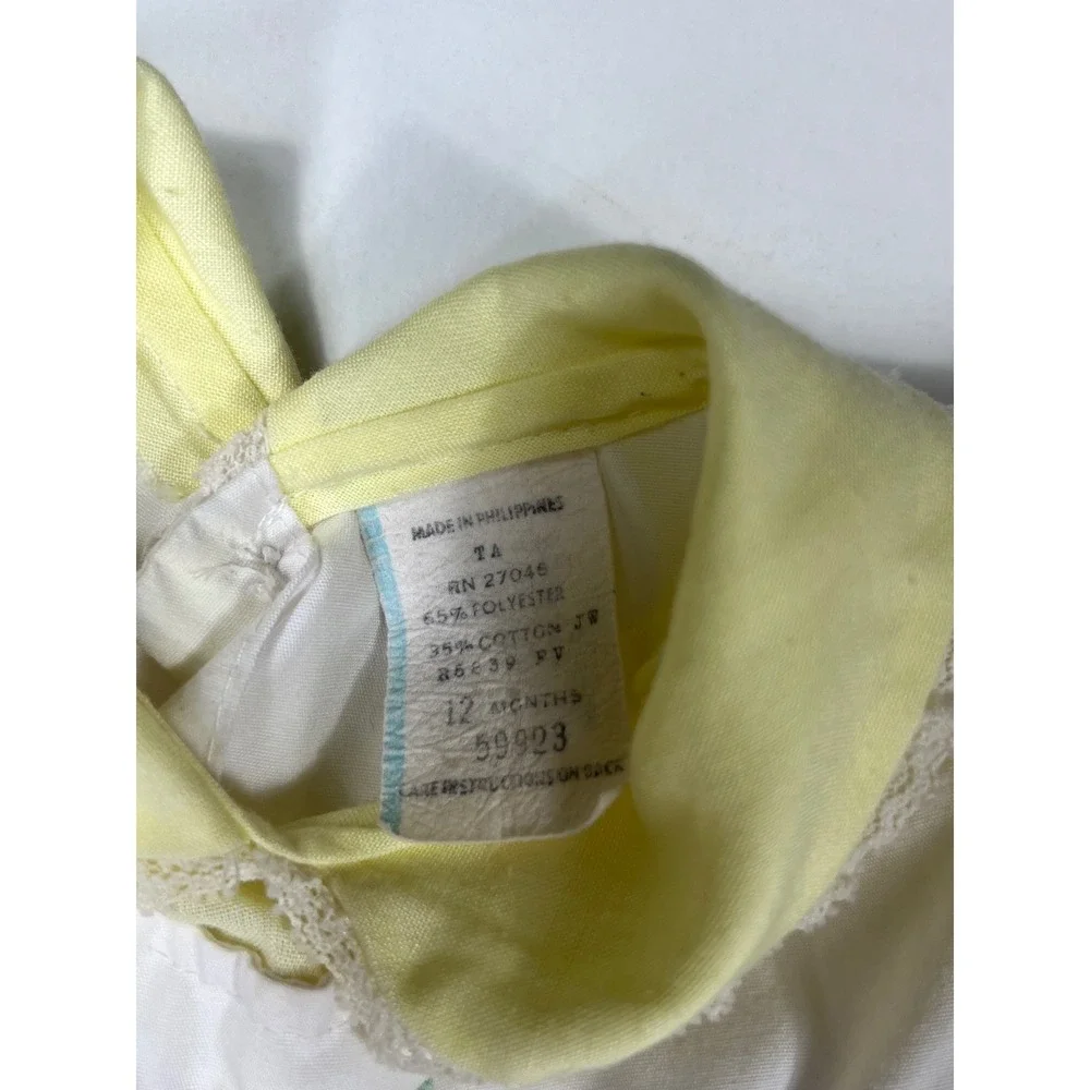 Vintage I Love Grandma Baby Girl‎ Outfit Yellow White Embroidered 12 Months 2pc